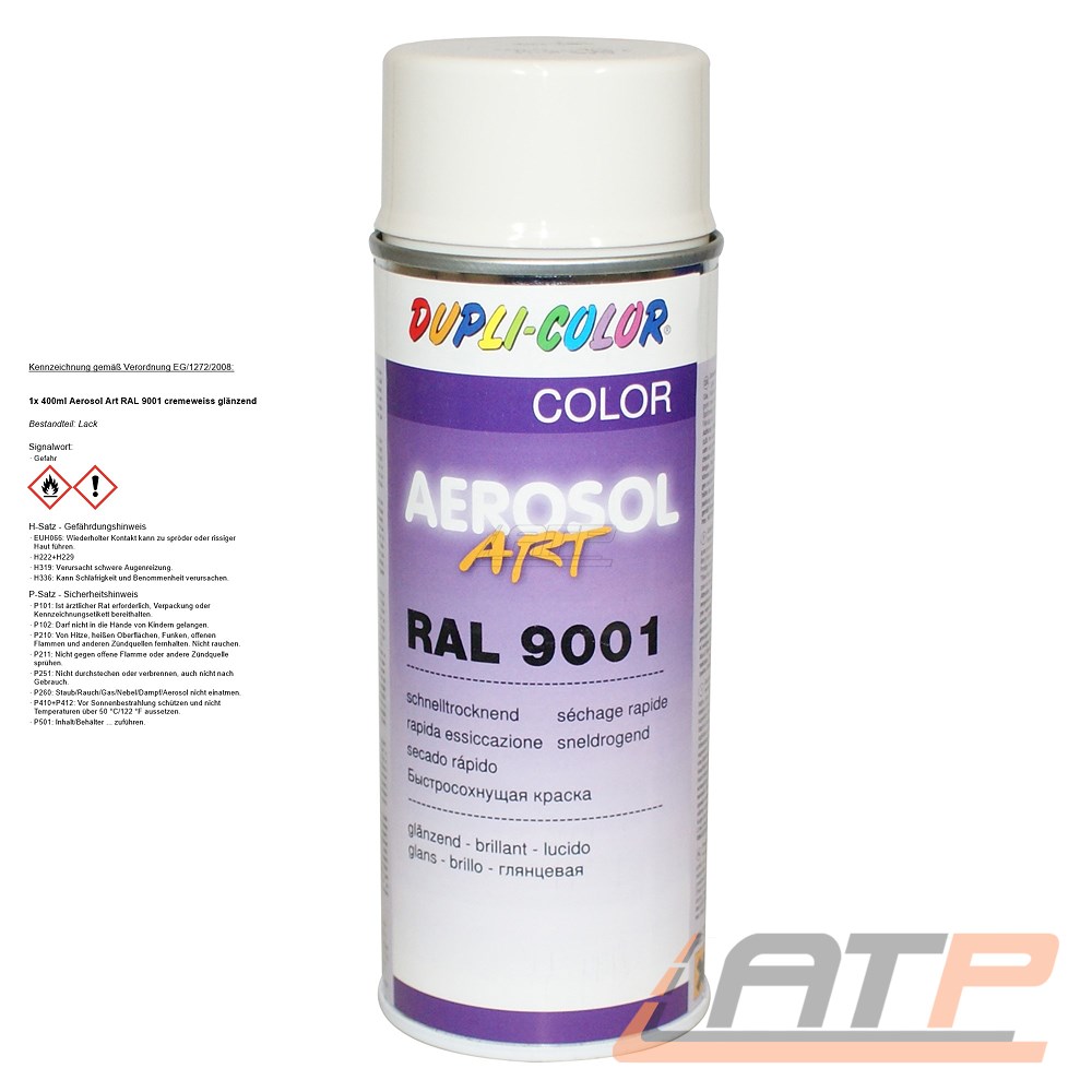 400ml DUPLI COLOR AEROSOL ART RAL 9001 CREMEWEISS GLÄNZEND SPRÜHLACK