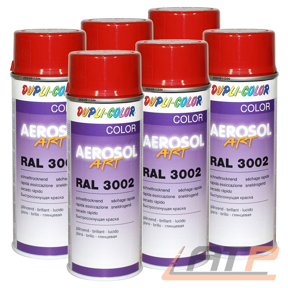 6x 400ml DUPLI COLOR AEROSOL ART RAL 3002 ROT GLANZ LACKSPRAY SPRÜH