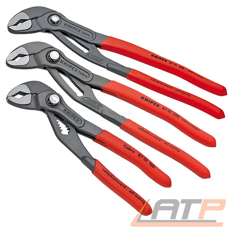 KNIPEX COBRA WASSERPUMPEN ZANGE 150 250 300 MM ZANGEN SCHLÜSSEL 3 TLG