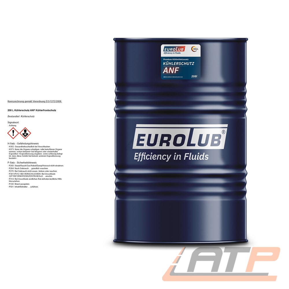 EUROLUB 208 L LITER KÜHLERSCHUTZ ANF FROSTSCHUTZMITTEL KÜHLERSCHUTZ BLAU-GRÜN - Bild 1 von 2