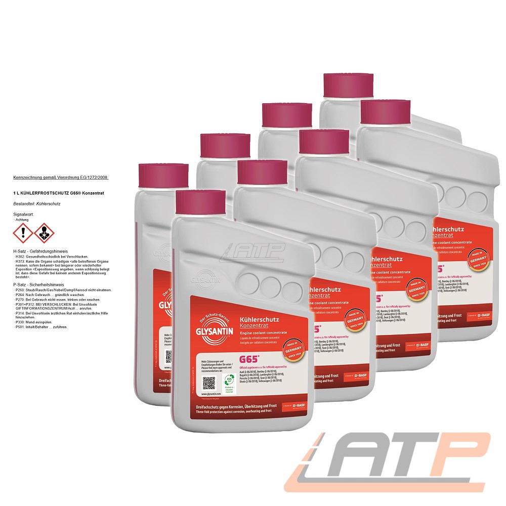 8x 1 L LITER GLYSANTIN® G65® KONZENTRAT FROSTSCHUTZMITTEL KÜHLERSCHUTZ ...