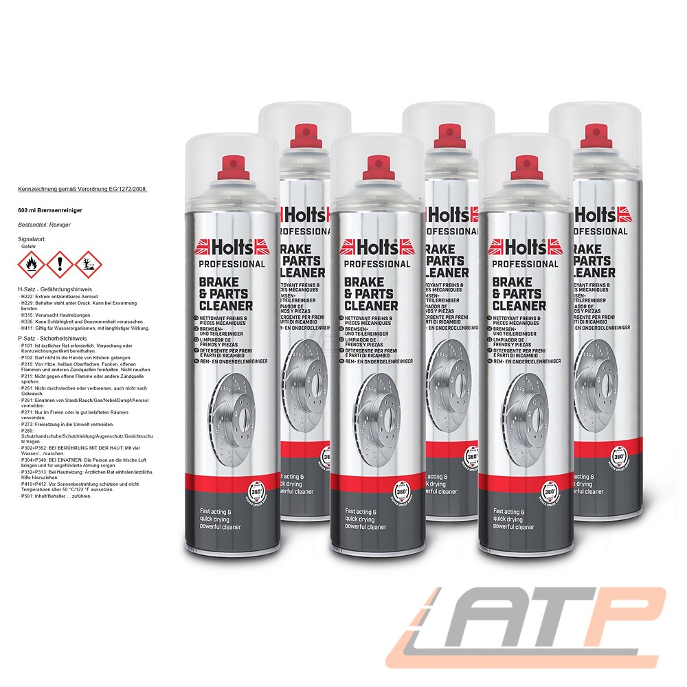 6x HOLTS BRAKE CLEANER 600ml PART CLEANER BREAK CLEANER QUICK DRY
