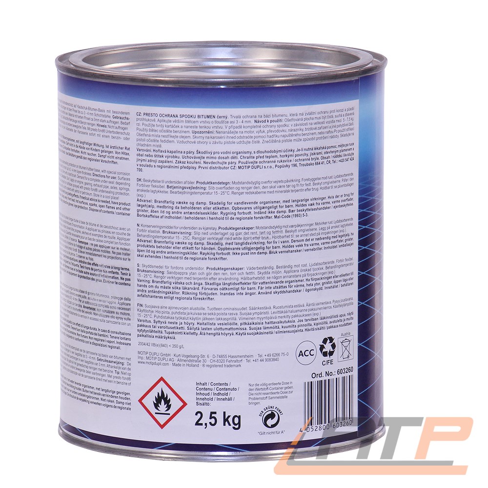 3x 2,5kg PRESTO UNTERBODENSCHUTZ UBS BITUMEN STREICHBAR 603260 PINSELDOSE