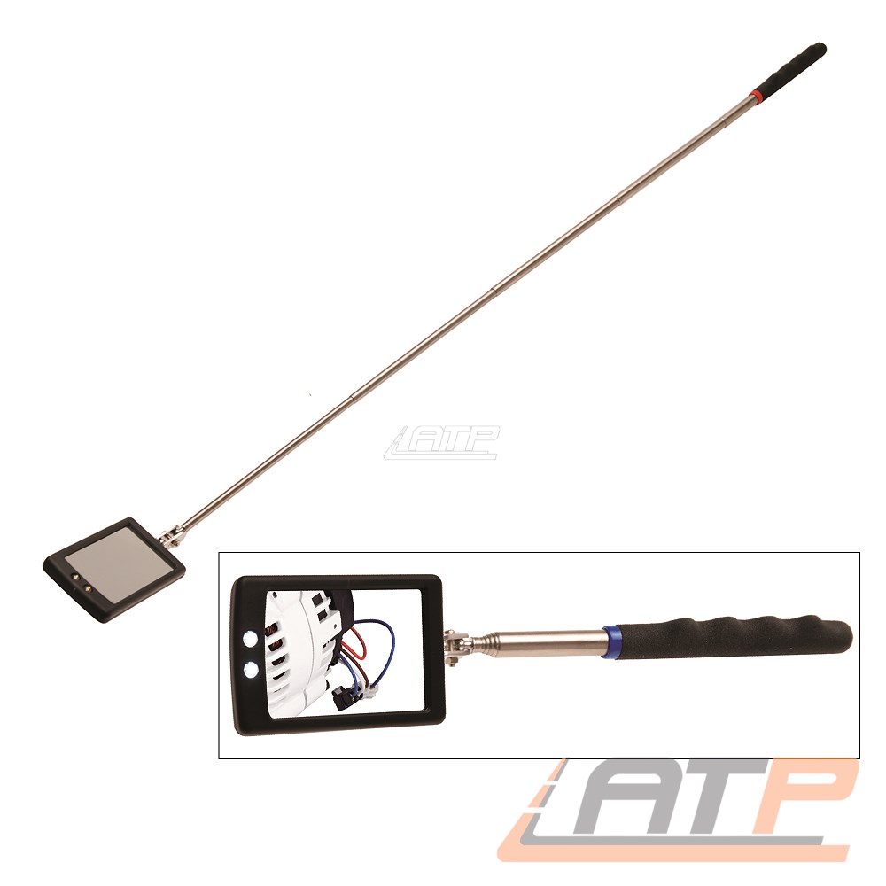 BGS Inspektionsspiegel Kontrollspiegel Teleskop Spiegel klapp und drehbar 2 LED