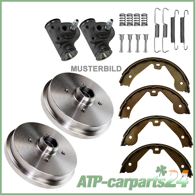 BREMSBACKEN+ZUBEHÖR+RADBREMSZYLINDER HINTEN VW POLO 6N 6N1 6N2 2x BREMSTROMMEL