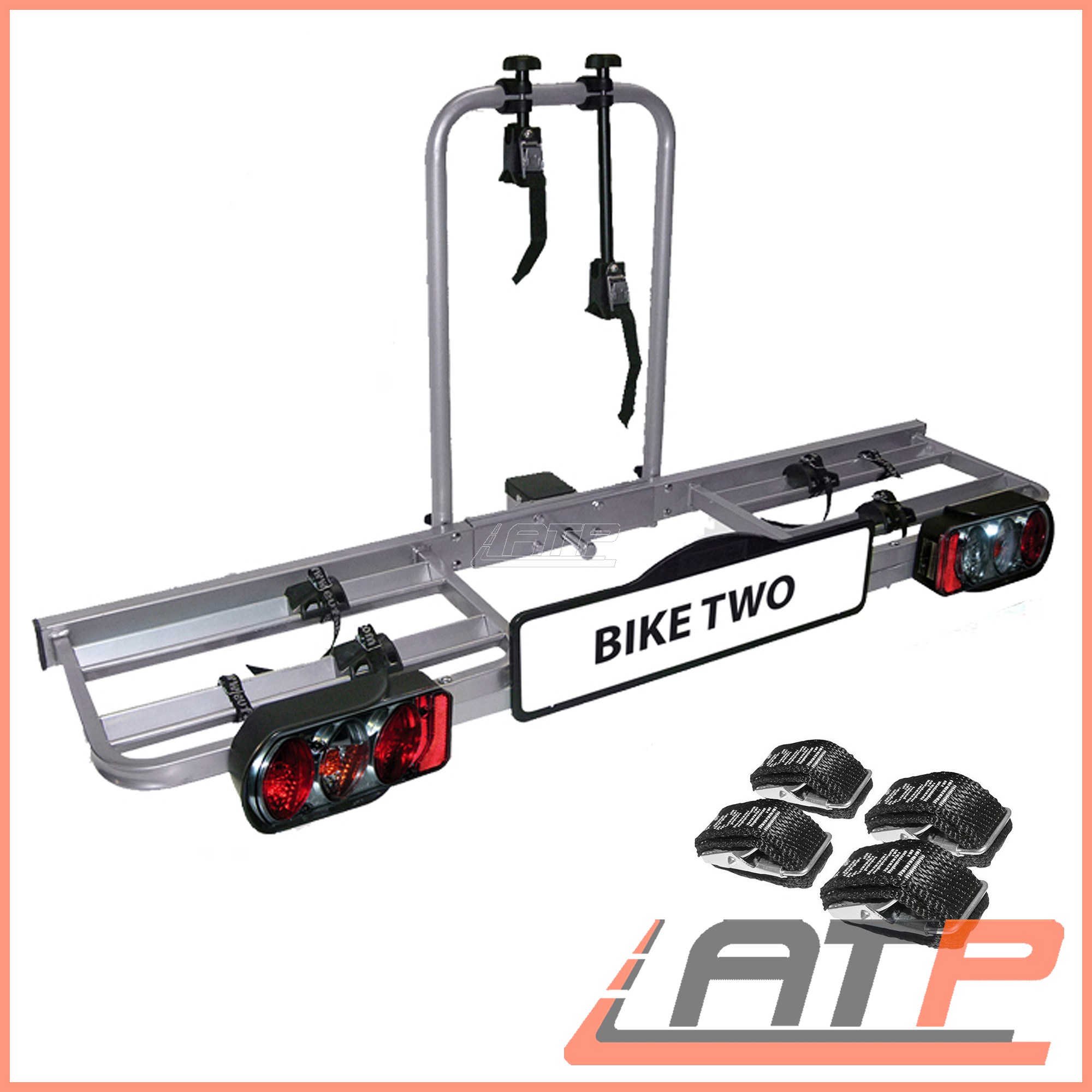 EUFAB BIKE TWO REAR TOWBAR CARRIER RACK 2 BICYCLES 11411 INCL. 4X STRAP