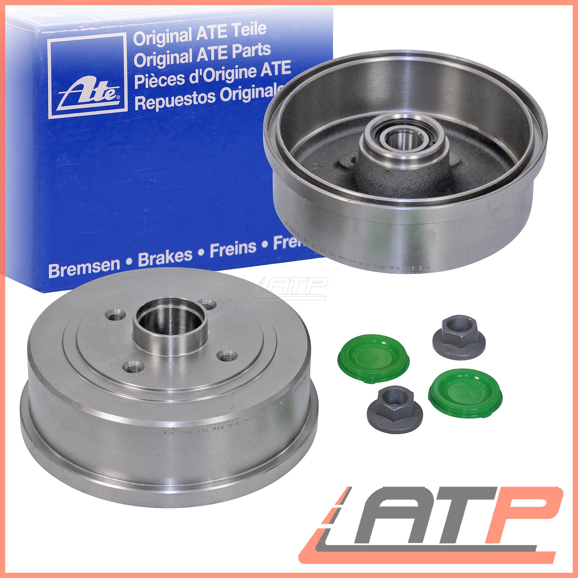 2X ATE BRAKE DRUM Ø230 REAR OPEL VAUXHALL CORSA MK 3 C 0006 TIGRA