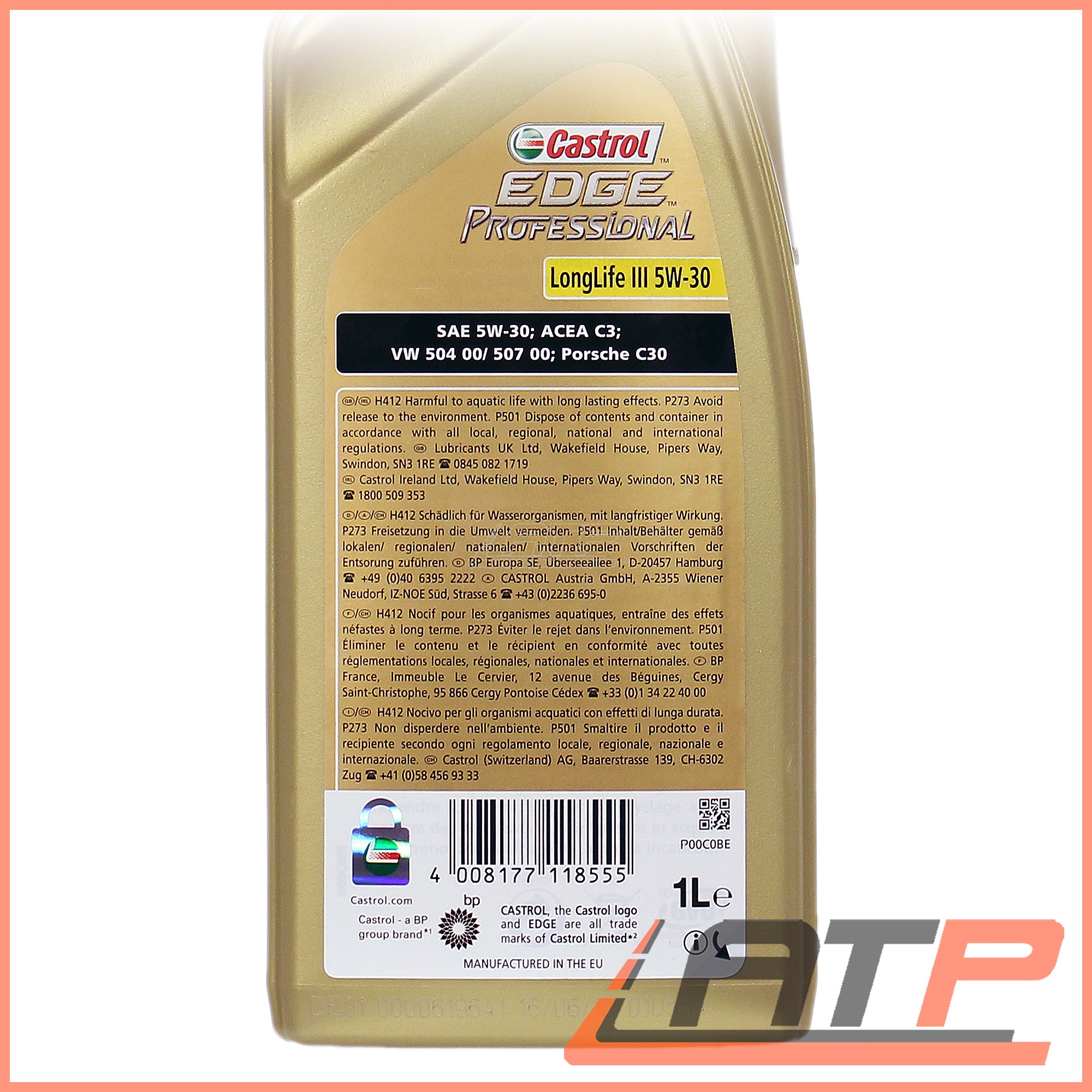 5X 1L LITRE CASTROL EDGE PROFESSIONAL LL III 5W-30 ENGINE OIL ACEA C3 ...
