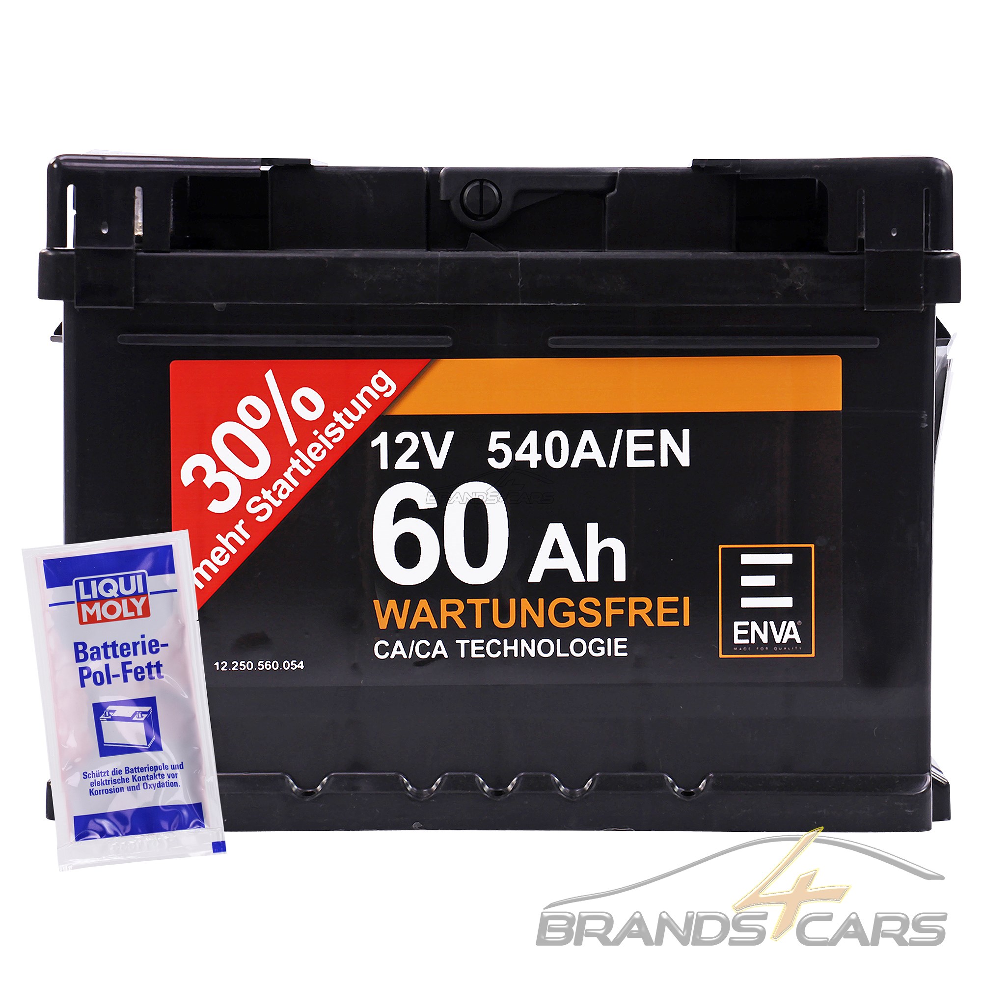 ENVA 60AH 540A 12V AUTOBATTERIE STARTERBATTERIE BATTERIE+10g POL-FETT ...