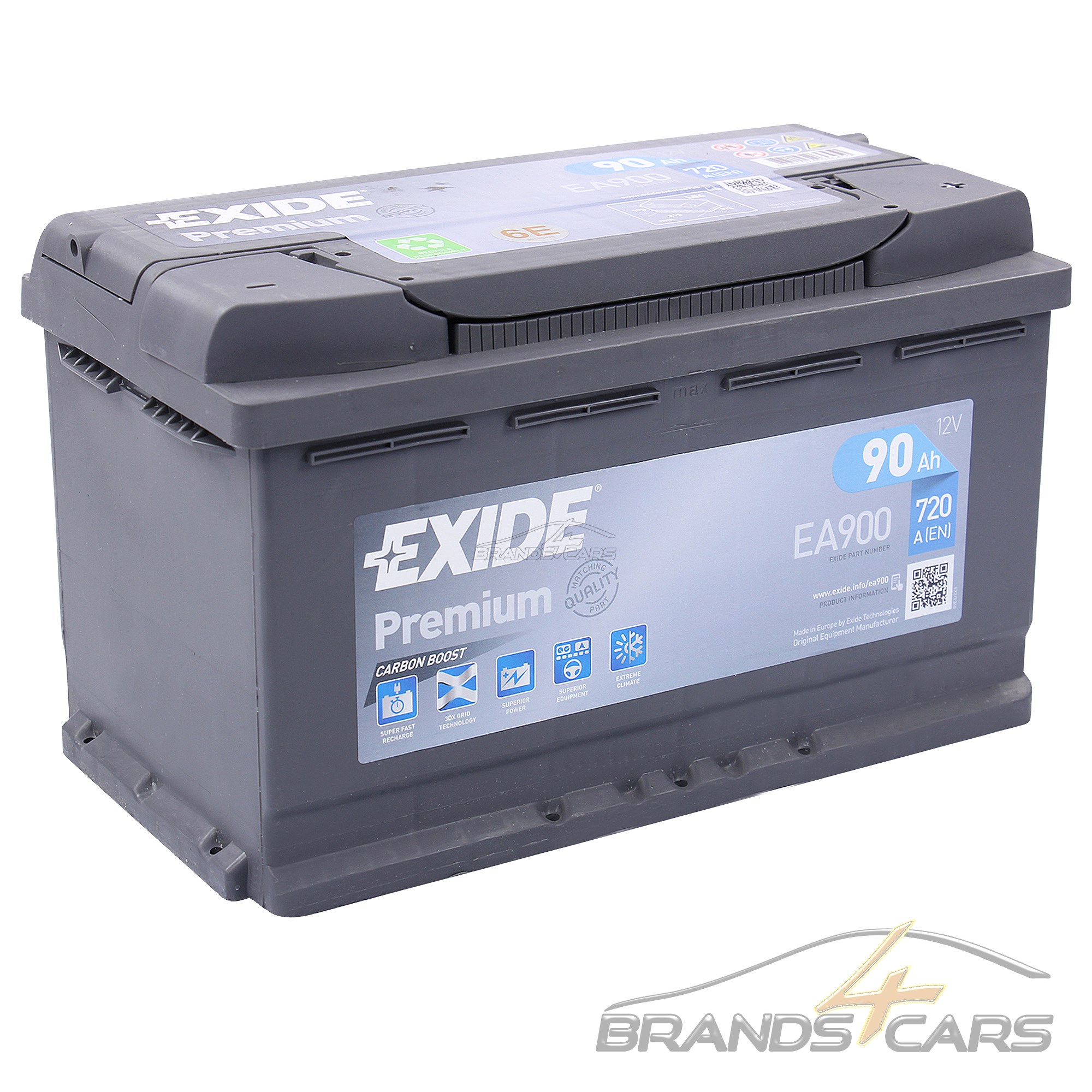 AUTOBATTERIE PKW-BATTERIE EXIDE EA900 PREMIUM CARBON BOOST 90-AH 720-A ...