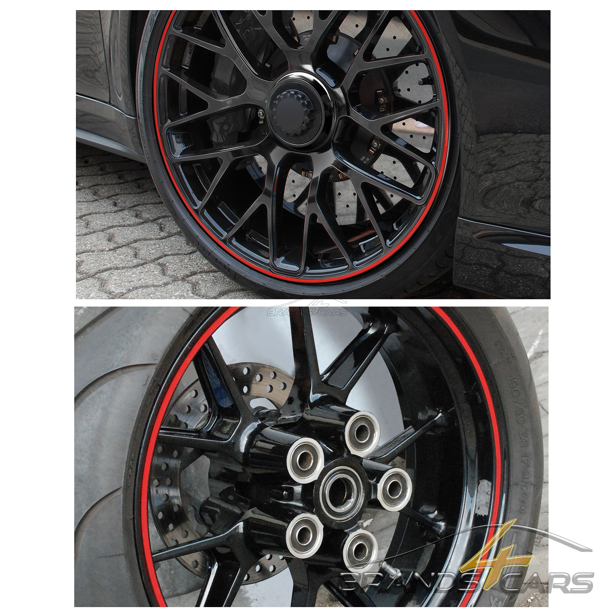 FOLIATEC PIN STRIPING FELGEN DESIGN STREIFEN ROT + MONTAGEWERKZEUG