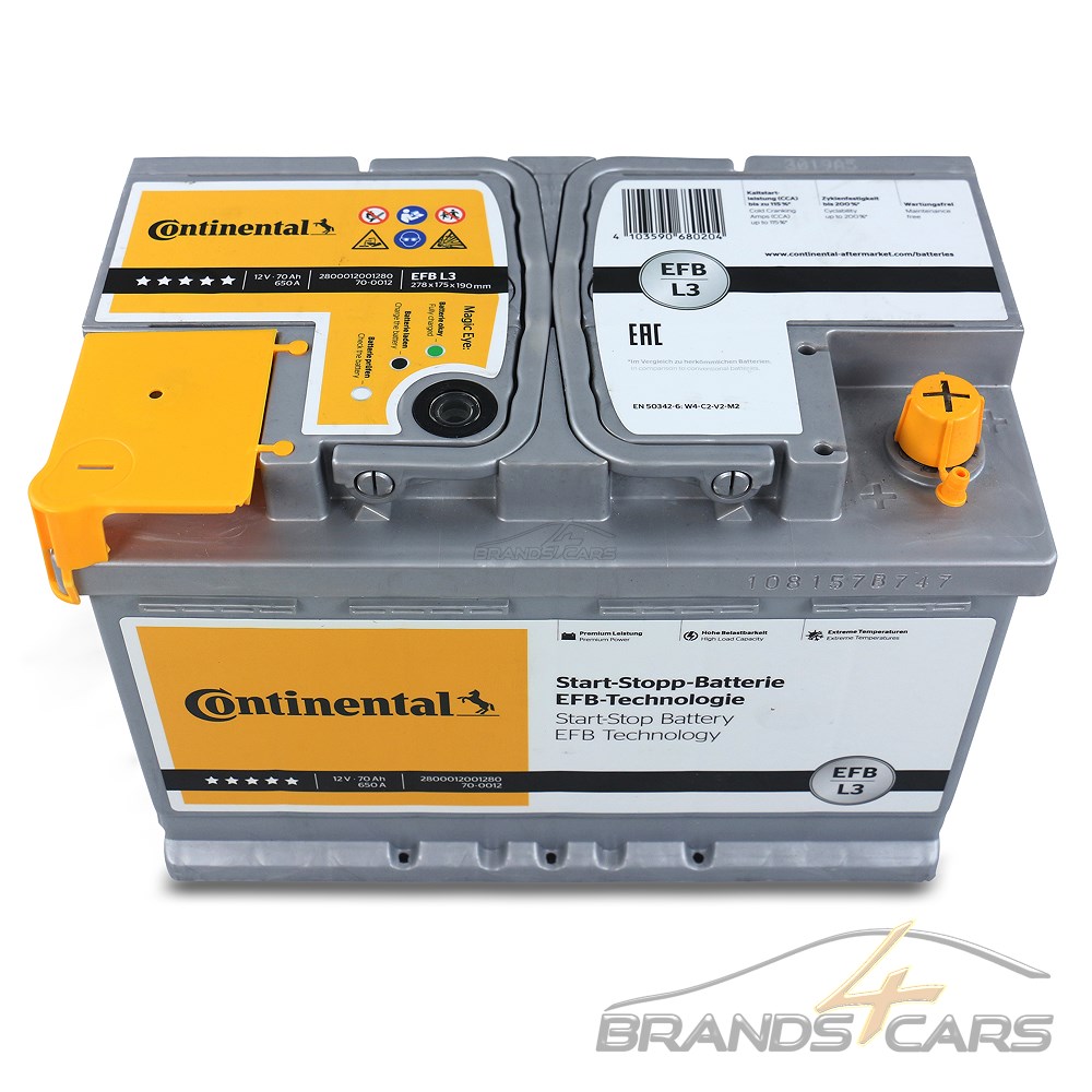 Continental 2800012001280 Start-Stop Batterie 12V 70Ah 650A B13 Batterie  EFB
