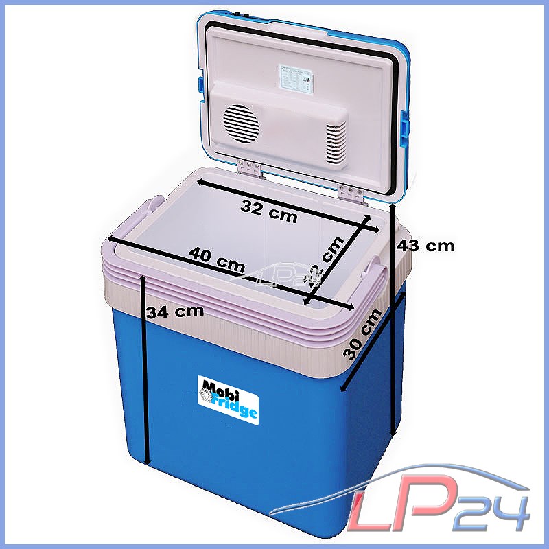 GLACIÈRE THERMO-ÉLECTRIQUE MINI RÉFRIGÉRATEUR FRIGO 12V//220V 26 LITRES BLEUE